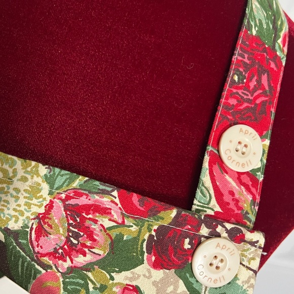 April Cornell MERRY Antique Floral Apron Cotton Canvas Christmas Holidays OS - Picture 5 of 13